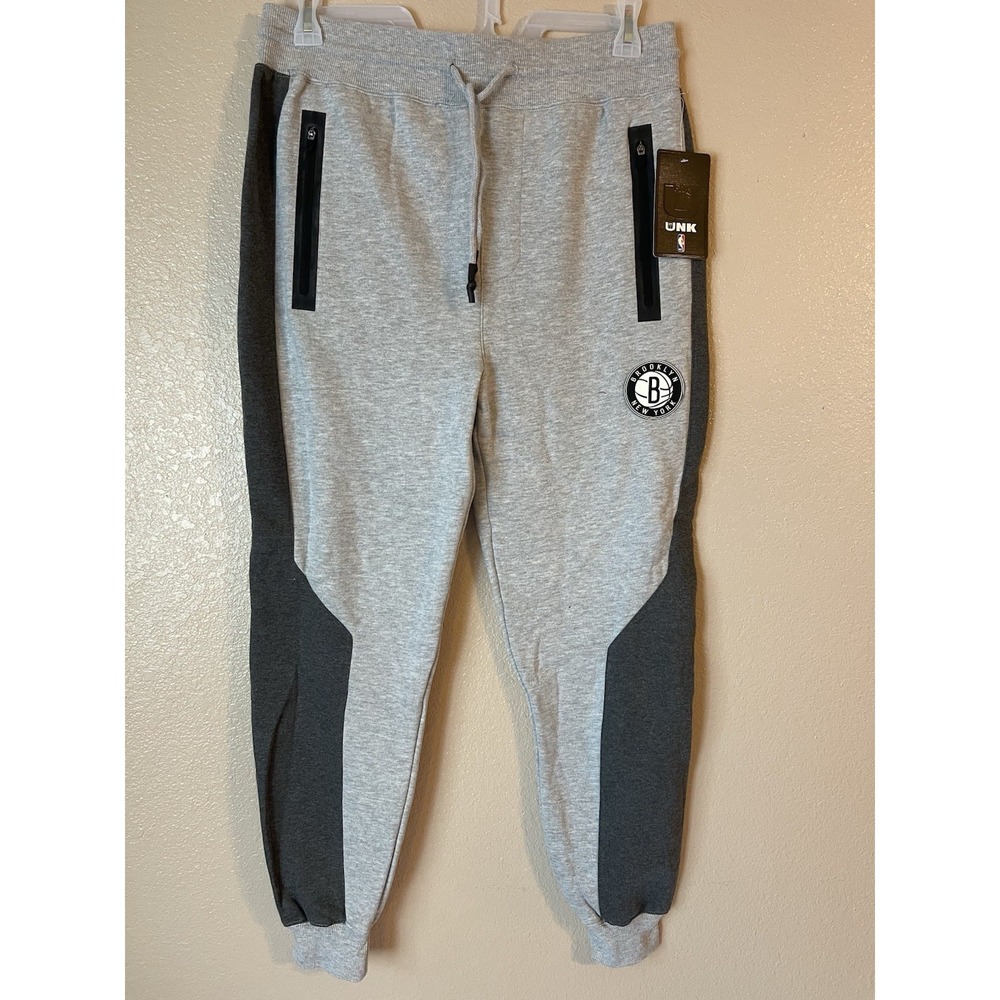 Men's‎ XL NWT Brooklyn Nets UNK Colorblock Jogger Pants Gray